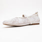 Juny White Mesh Floral Embroidery Ballet Flat (Women)