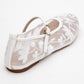 Juny White Mesh Floral Embroidery Ballet Flat (Women)