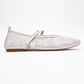 Juny White Mesh Floral Embroidery Ballet Flat (Women)