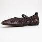Juny Brown Mesh Floral Embroidery Ballet Flat (Women)