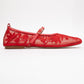 Juny Red Mesh Floral Embroidery Ballet Flat (Women)