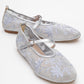 Juny Gray Mesh Floral Embroidery Ballet Flat (Women)