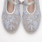Juny Gray Mesh Floral Embroidery Ballet Flat (Women)