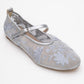 Juny Gray Mesh Floral Embroidery Ballet Flat (Women)