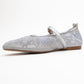 Juny Gray Mesh Floral Embroidery Ballet Flat (Women)