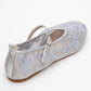 Juny Gray Mesh Floral Embroidery Ballet Flat (Women)