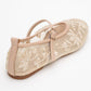 Juny Beige Mesh Floral Embroidery Ballet Flat (Women)