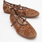 Juny Cognac Brown Mesh Floral Embroidery Ballet Flat (Women)