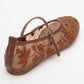 Juny Cognac Brown Mesh Floral Embroidery Ballet Flat (Women)