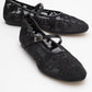 Juny Black Mesh Floral Embroidery Ballet Flat (Women)