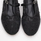 Juny Black Mesh Floral Embroidery Ballet Flat (Women)