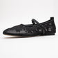 Juny Black Mesh Floral Embroidery Ballet Flat (Women)