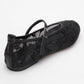 Juny Black Mesh Floral Embroidery Ballet Flat (Women)