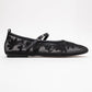 Juny Black Mesh Floral Embroidery Ballet Flat (Women)