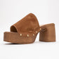 Pull - Cognac Brown Suede Leather Heeled Mules (Women)