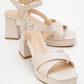 Lisbon - Beige Cross-Strap Platform Heel Shoe (Women)