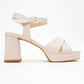 Lisbon - Beige Cross-Strap Platform Heel Shoe (Women)
