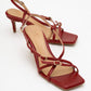 Chaka - Red Buckled Square Toe Heeled Sandal (Women)