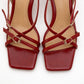 Chaka - Red Buckled Square Toe Heeled Sandal (Women)