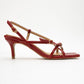 Chaka - Red Buckled Square Toe Heeled Sandal (Women)