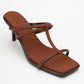 Mocha Brown Square‑Toe Thin‑Strap Heel Sandal (Women)