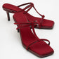 Mocha Burgundy Square‑Toe Thin‑Strap Heel Sandal (Women)
