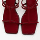 Mocha Burgundy Square‑Toe Thin‑Strap Heel Sandal (Women)