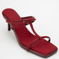 Mocha Burgundy Square‑Toe Thin‑Strap Heel Sandal (Women)