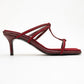 Mocha Burgundy Square‑Toe Thin‑Strap Heel Sandal (Women)