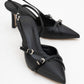 Biana - Black Buckle Pointed Toe Pump (Women)