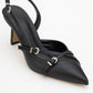 Biana - Black Buckle Pointed Toe Pump (Women)