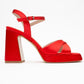 Lello - Red Satin Platform Heel Shoe (Women)
