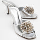 Shana - Silver Floral Stiletto Heel Sandal (Women)