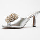 Shana - Silver Floral Stiletto Heel Sandal (Women)