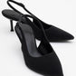 Caisa - Black Glitter Slingback Pointed Toe Pump (Women)