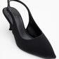 Caisa - Black Glitter Slingback Pointed Toe Pump (Women)