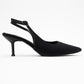 Caisa - Black Glitter Slingback Pointed Toe Pump (Women)