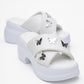 Force White Butterfly‑Buckle Platform Slide (Women)
