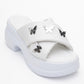 Force White Butterfly‑Buckle Platform Slide (Women)