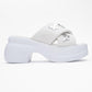 Force White Butterfly‑Buckle Platform Slide (Women)