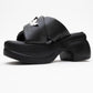 Force Black Butterfly‑Buckle Platform Slide (Women)