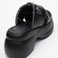 Force Black Butterfly‑Buckle Platform Slide (Women)