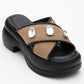 Giev - Black Woven Platform Mule (Women)