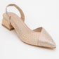 Sella - Beige Satin Jeweled Short Block Heel Shoe (Women)