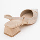 Sella - Beige Satin Jeweled Short Block Heel Shoe (Women)