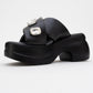 Giev - Black Jeweled Platform Slide (Women)