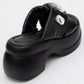 Giev - Black Jeweled Platform Slide (Women)