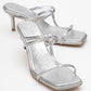 Mocha White Square‑Toe Thin‑Strap Heel Sandal (Women)