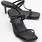 Mocha Black Pattern Square‑Toe Thin‑Strap Heel Sandal (Women)