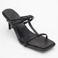 Mocha Black Pattern Square‑Toe Thin‑Strap Heel Sandal (Women)